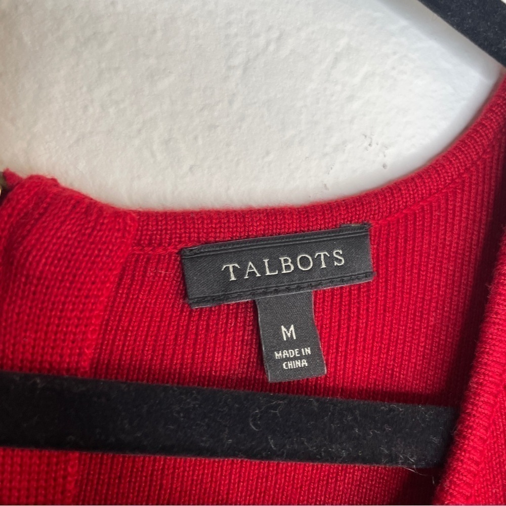 Talbots Red Knit Sweater Dress 3/4 Sleeves Size M Christmas - Picture 7 of 9